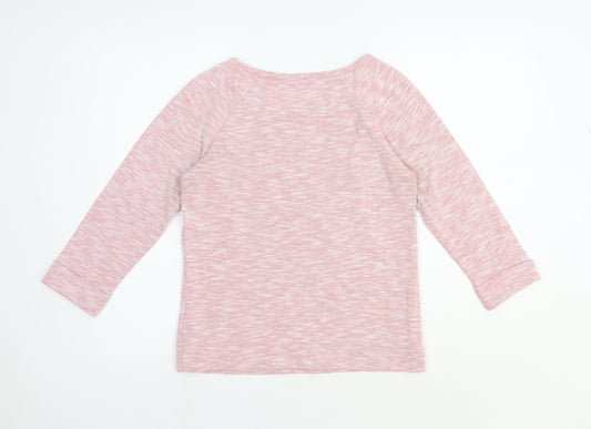 Marks and Spencer Womens Pink Polyester Basic Casual Size 8 Round Neck Pullover