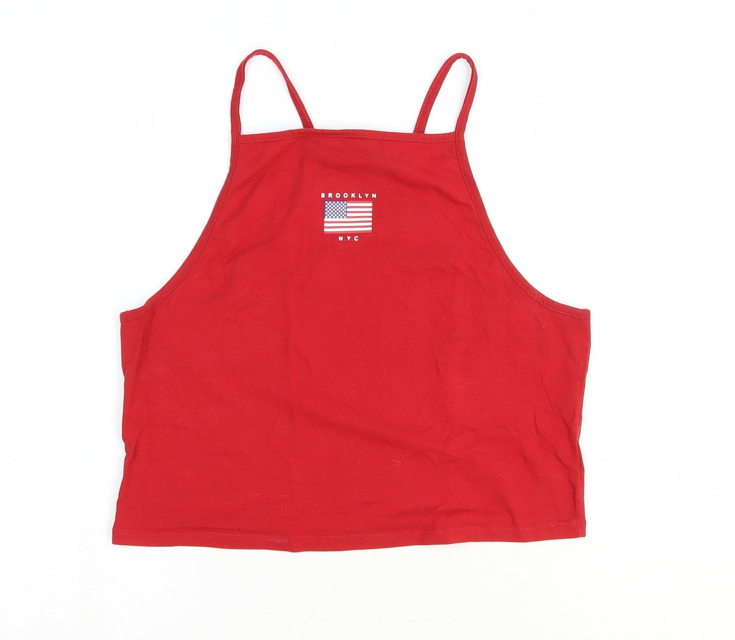 Womens UK Size 10 Preworn Red Cropped Tank