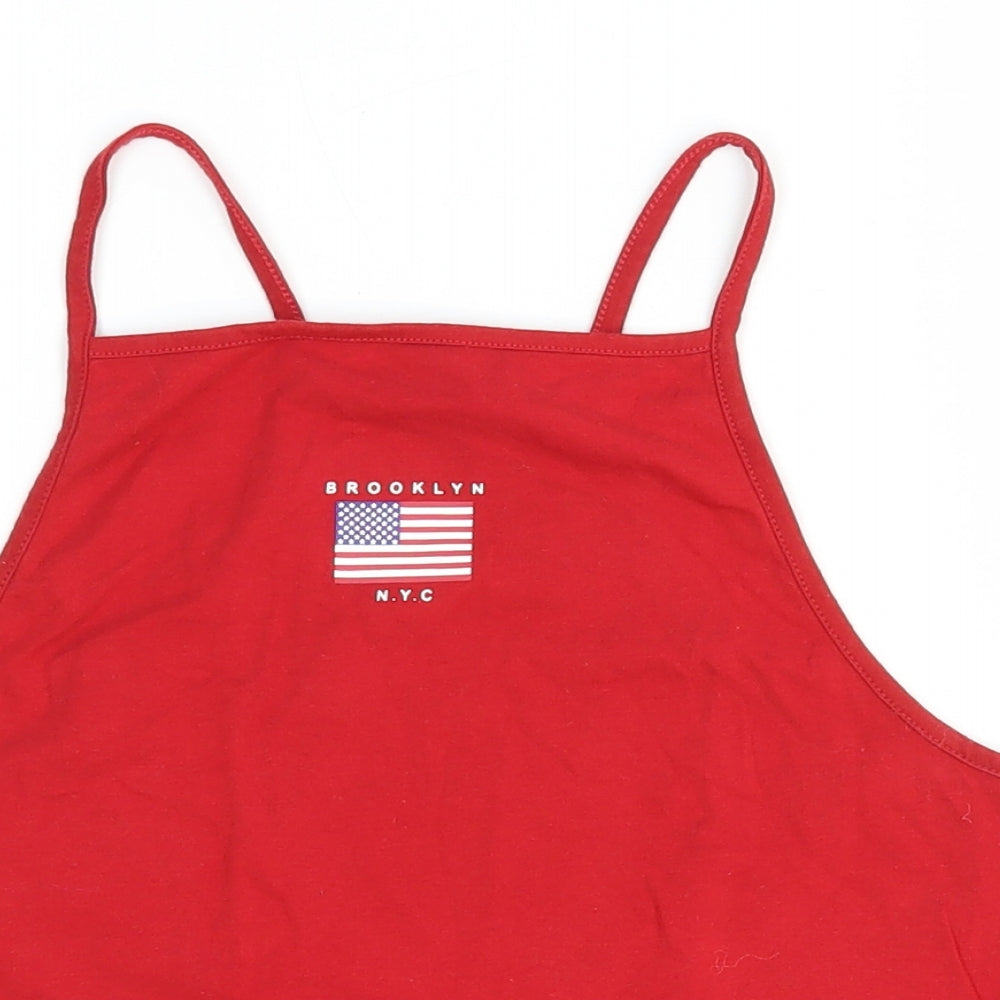 Womens UK Size 10 Preworn Red Cropped Tank