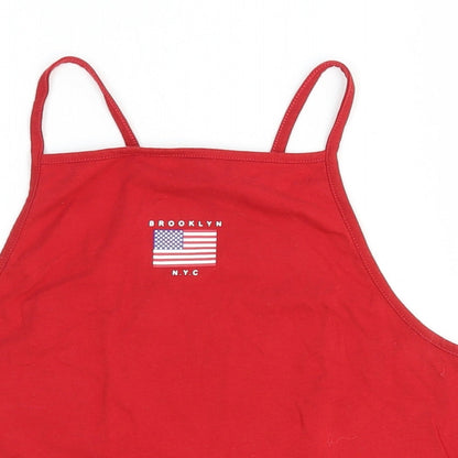 Womens UK Size 10 Preworn Red Cropped Tank
