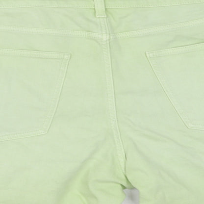 Marks and Spencer Womens Green Cotton Boyfriend Shorts Size 22 Regular Button