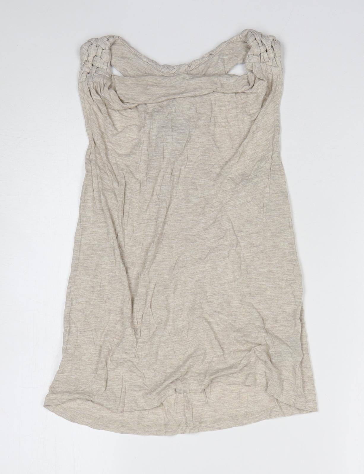 Womens UK Size XS Preworn Beige Basic Tank