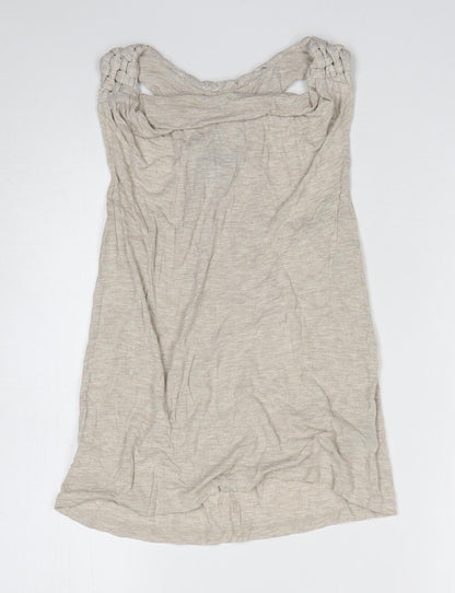 Womens UK Size XS Preworn Beige Basic Tank