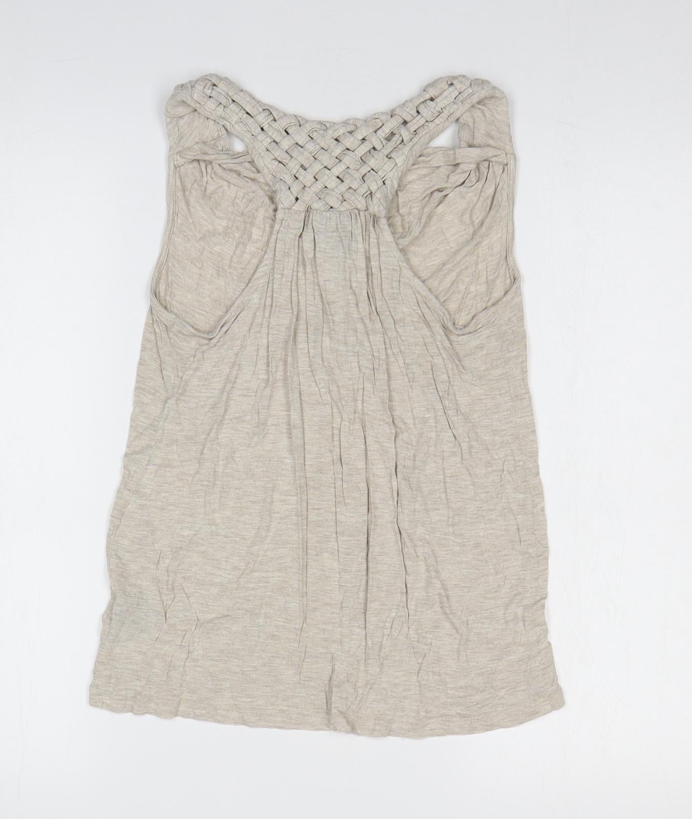 Womens UK Size XS Preworn Beige Basic Tank