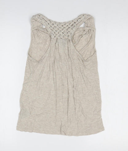 Womens UK Size XS Preworn Beige Basic Tank