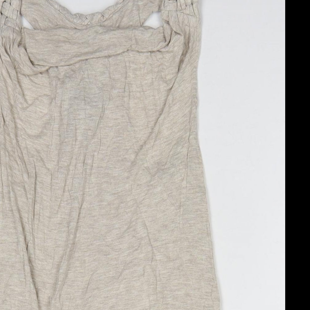 Womens UK Size XS Preworn Beige Basic Tank