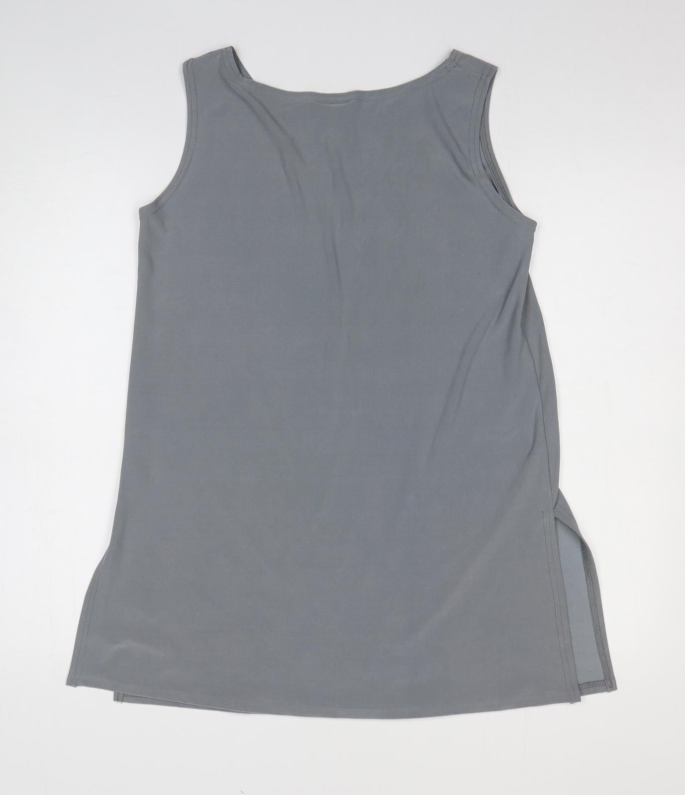Occasions Womens Grey Polyester Basic Blouse Size 10 Round Neck