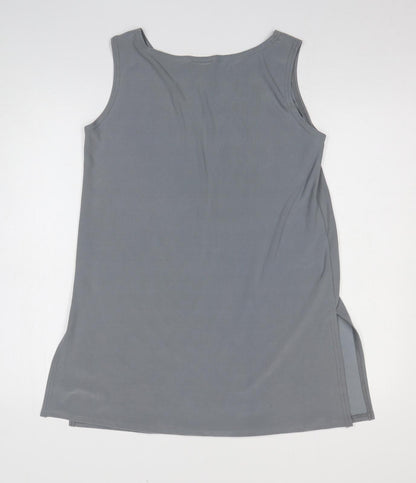 Occasions Womens Grey Polyester Basic Blouse Size 10 Round Neck