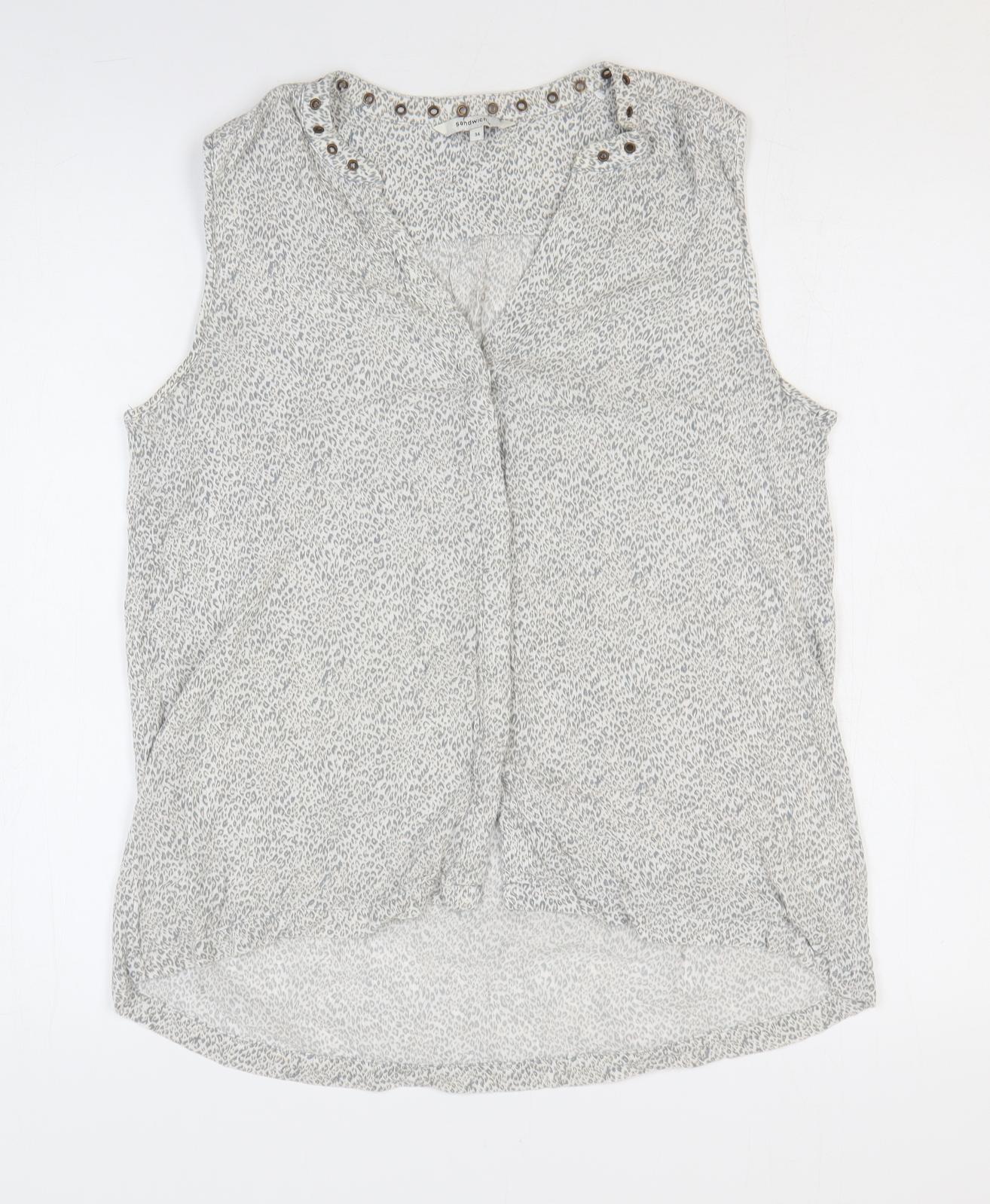 Womens UK Size 8 Sandwich Grey Basic Button-Up