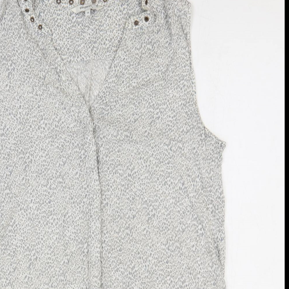 Womens UK Size 8 Sandwich Grey Basic Button-Up