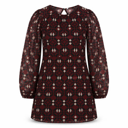 Zara Womens Brown Geometric Polyester Mini Size S Round Neck Pullover