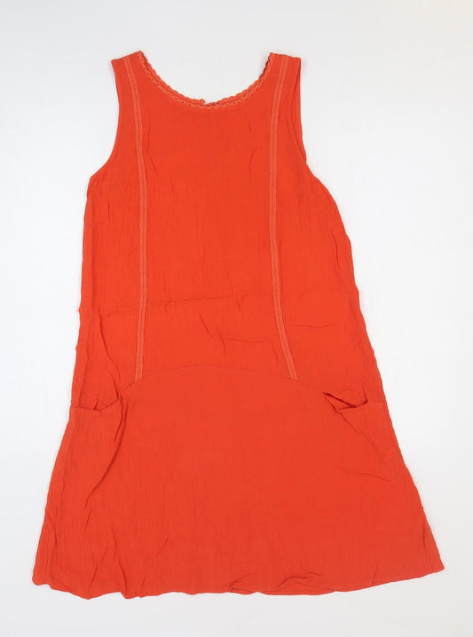 F&F Womens Orange Viscose Tank Dress Size 10 Boat Neck Pullover