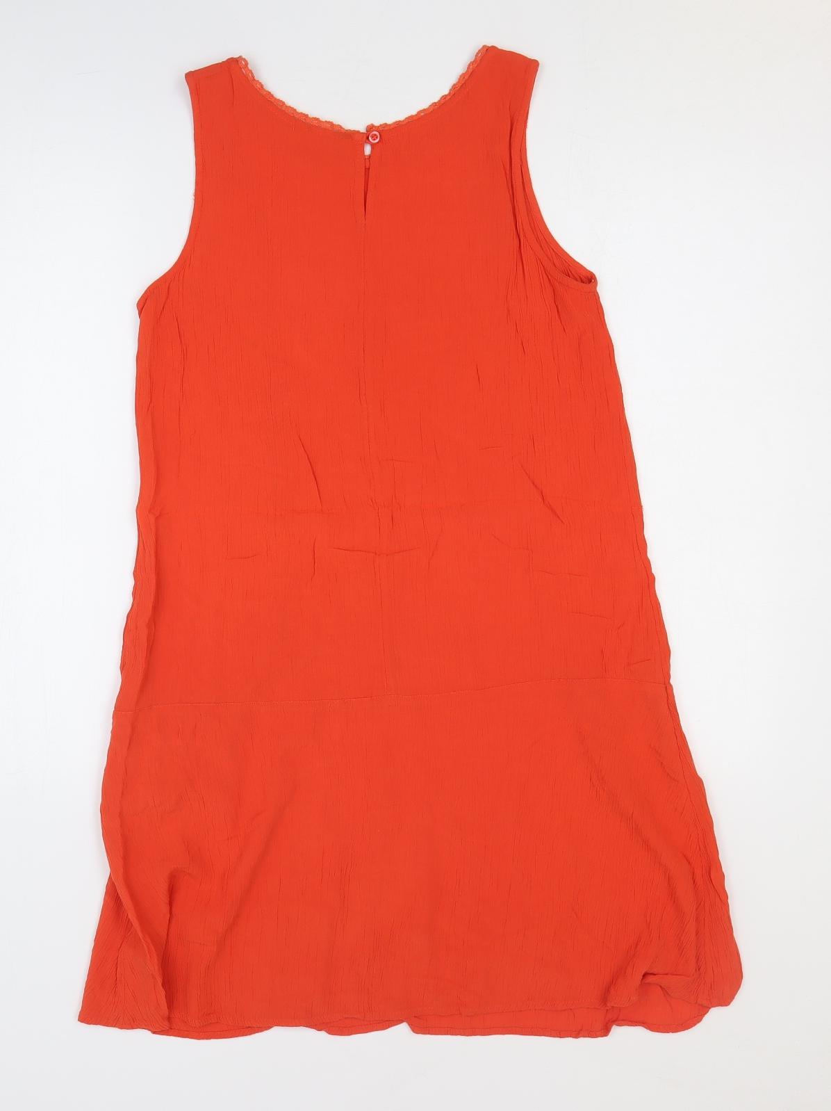 F&F Womens Orange Viscose Tank Dress Size 10 Boat Neck Pullover