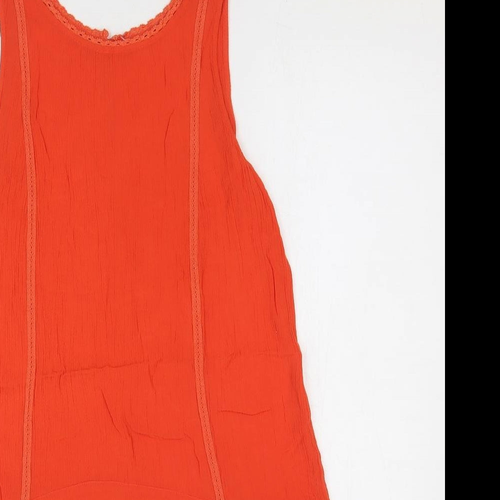 F&F Womens Orange Viscose Tank Dress Size 10 Boat Neck Pullover