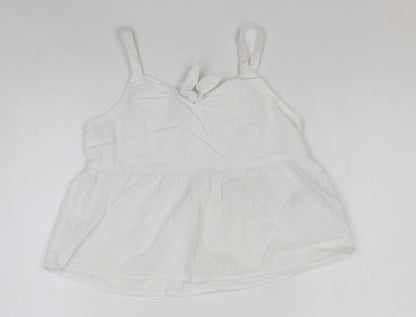 NEXT Girls White 100% Cotton Basic Tank Size 9 Years Square Neck Pullover