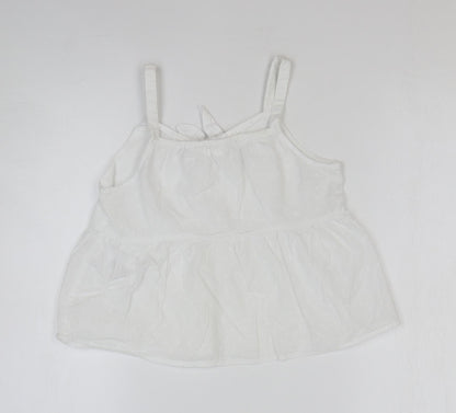 NEXT Girls White 100% Cotton Basic Tank Size 9 Years Square Neck Pullover