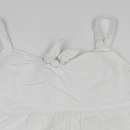 NEXT Girls White 100% Cotton Basic Tank Size 9 Years Square Neck Pullover