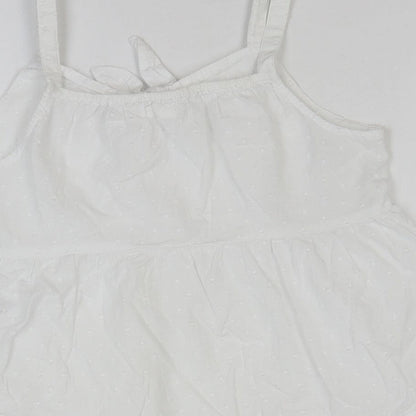 NEXT Girls White 100% Cotton Basic Tank Size 9 Years Square Neck Pullover