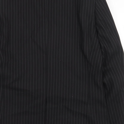 Avenue Mens Black Striped Polyester Jacket Blazer Size 42