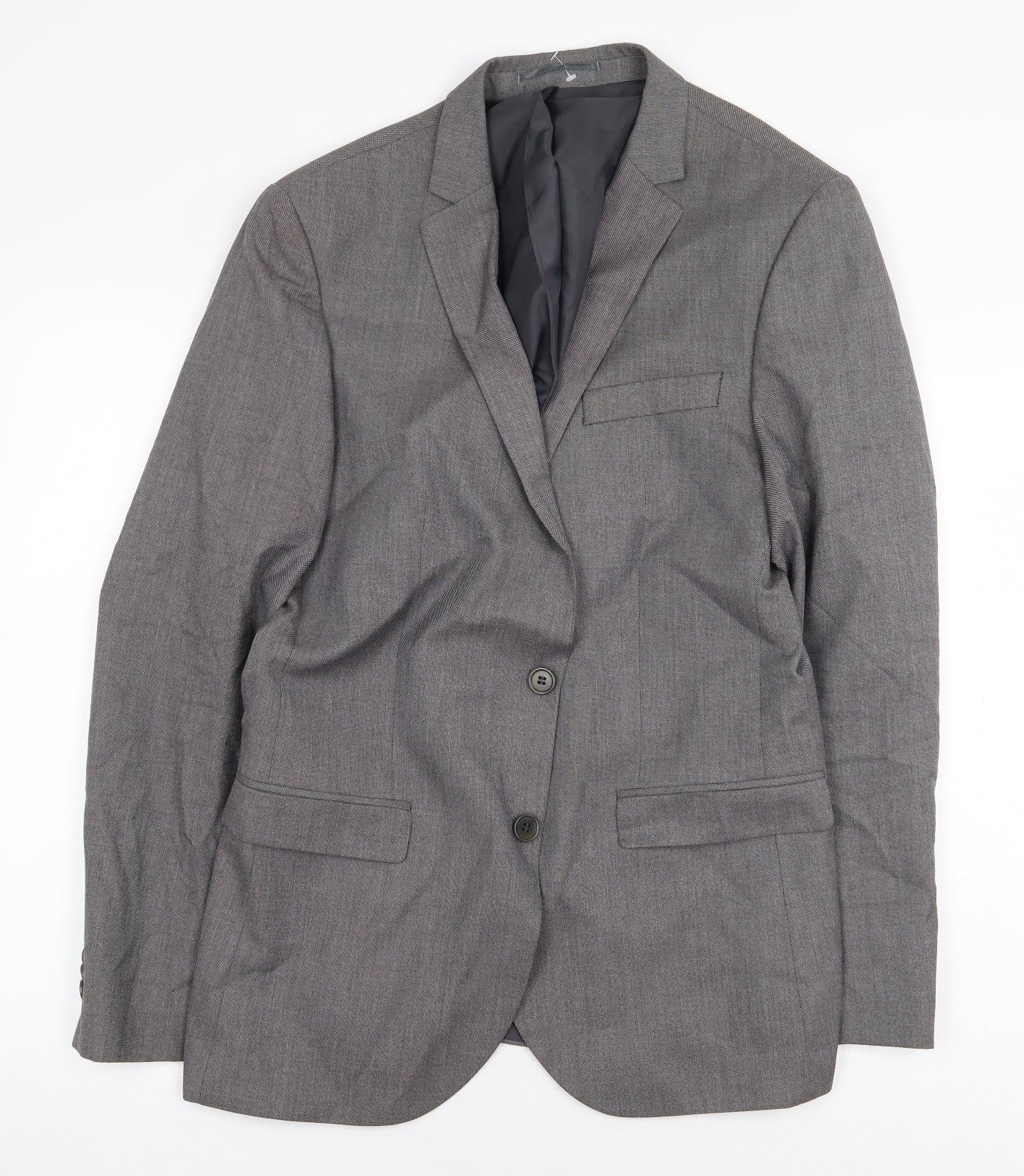 Mens UK Size 42 River Island Regular Grey Suit Jacket