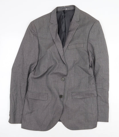 Mens UK Size 42 River Island Regular Grey Suit Jacket