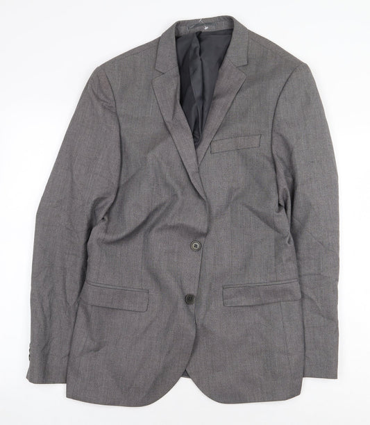Mens UK Size 42 River Island Regular Grey Suit Jacket