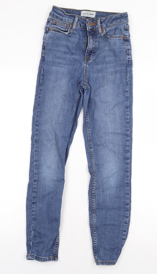 New Look Womens Blue Cotton Skinny Jeans Size 6 Regular Zip