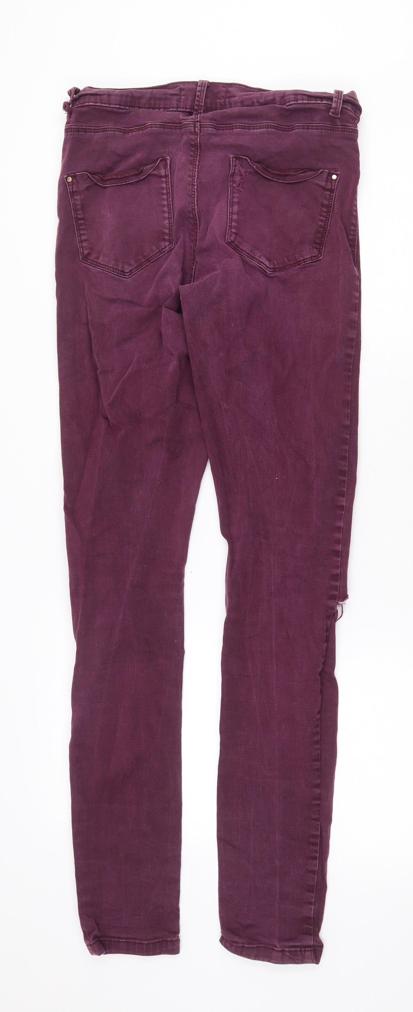 Dorothy Perkins Womens Purple Cotton Skinny Jeans Size 12 Regular Zip