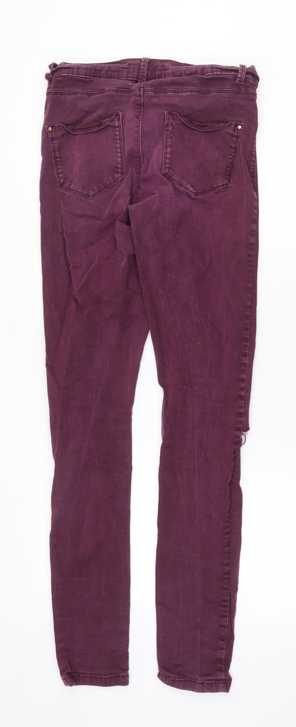 Dorothy Perkins Womens Purple Cotton Skinny Jeans Size 12 Regular Zip