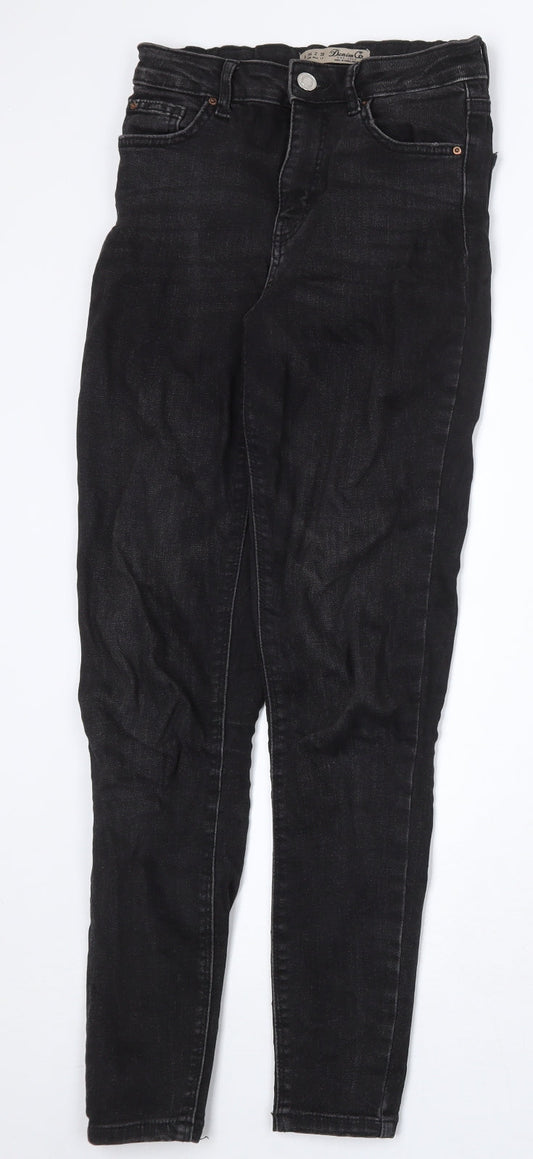 Denim & Co. Womens Grey Cotton Skinny Jeans Size 6 Regular Zip