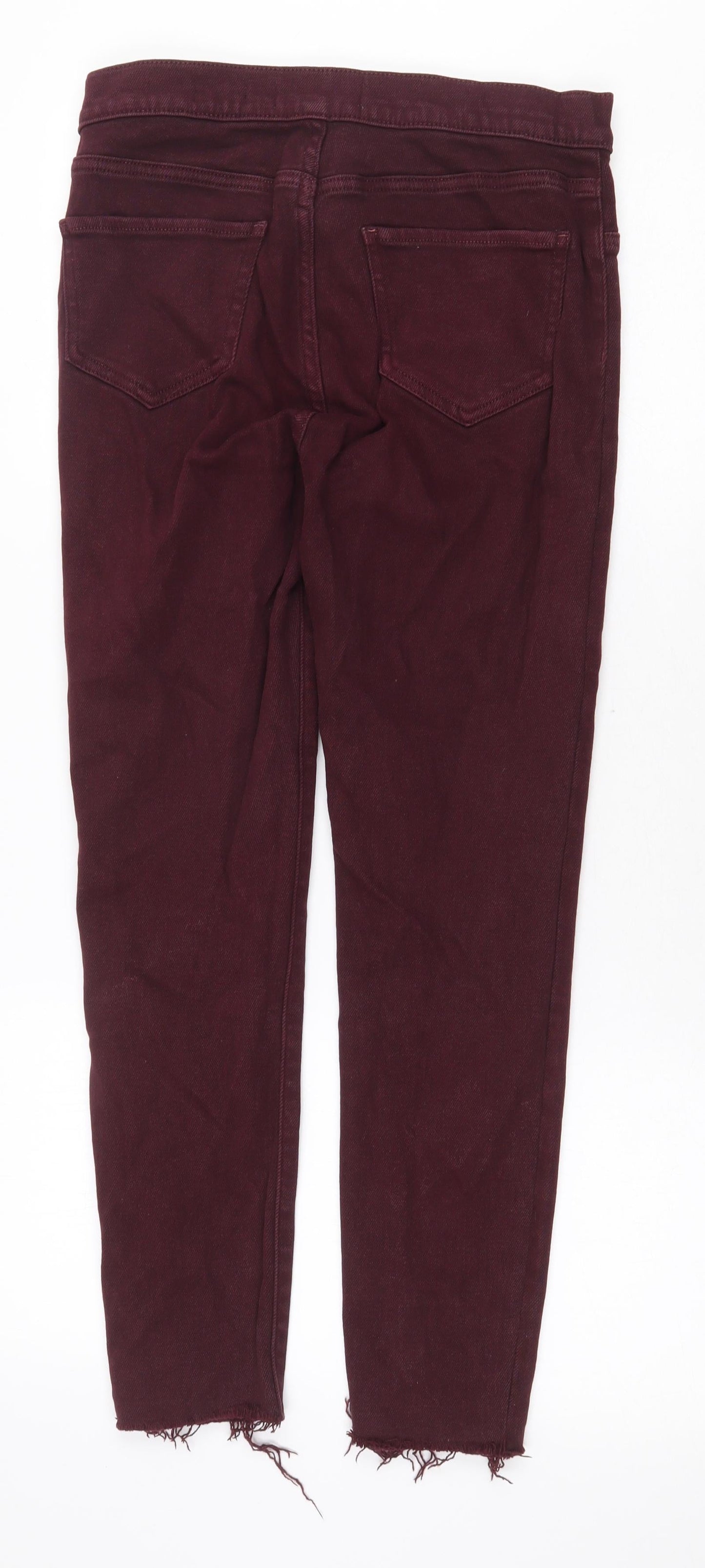 New Look Womens Red Cotton Straight Jeans Size 12 Regular Zip