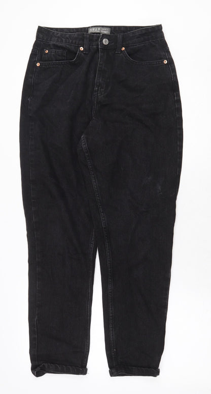 Denim & Co. Womens Black Cotton Straight Jeans Size 10 Regular Zip