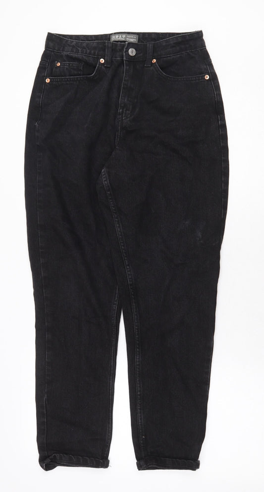 Denim & Co. Womens Black Cotton Straight Jeans Size 10 Regular Zip