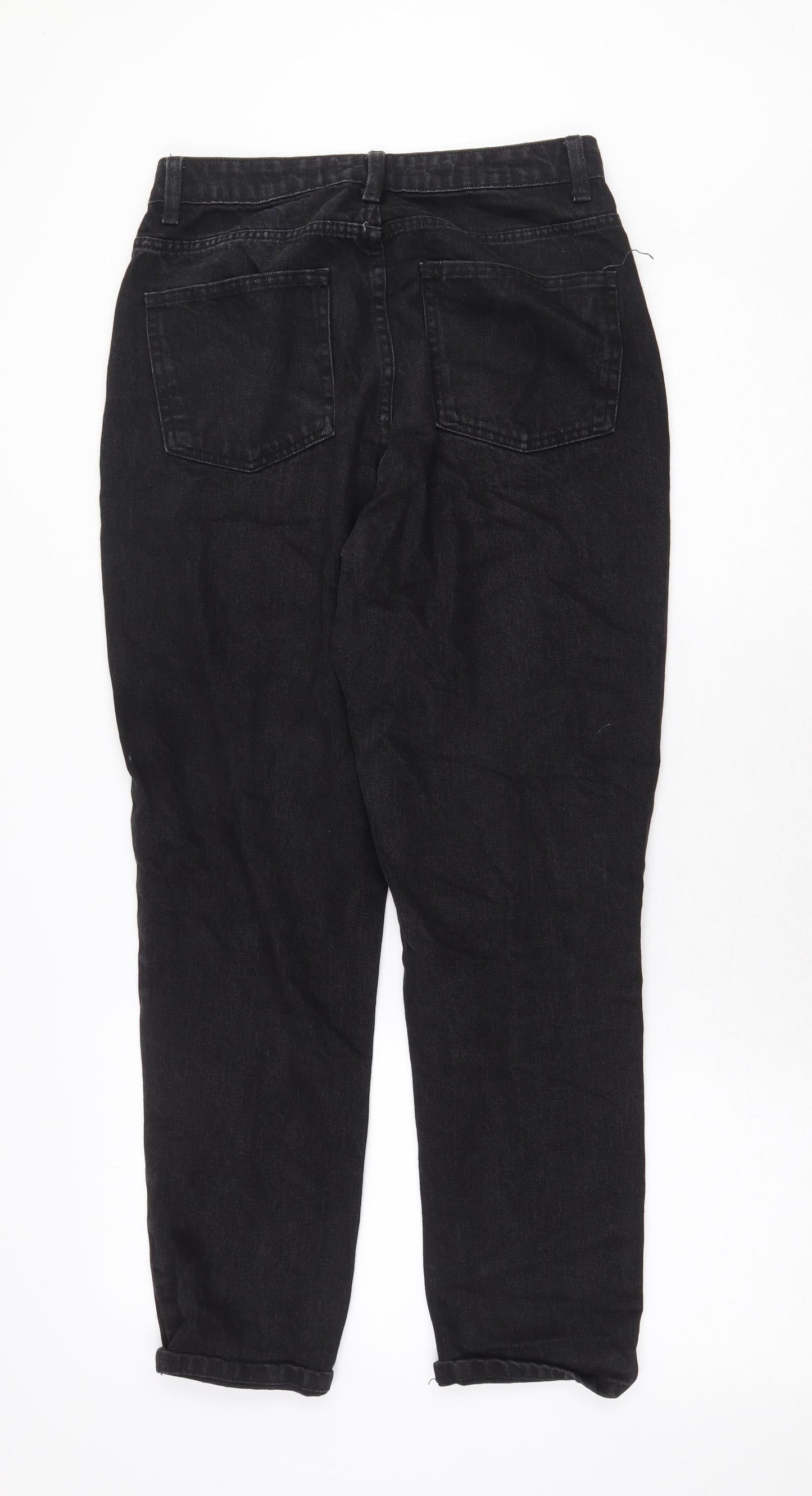 Denim & Co. Womens Black Cotton Straight Jeans Size 10 Regular Zip