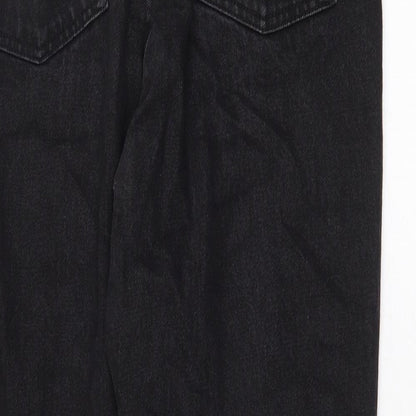 Denim & Co. Womens Black Cotton Straight Jeans Size 10 Regular Zip