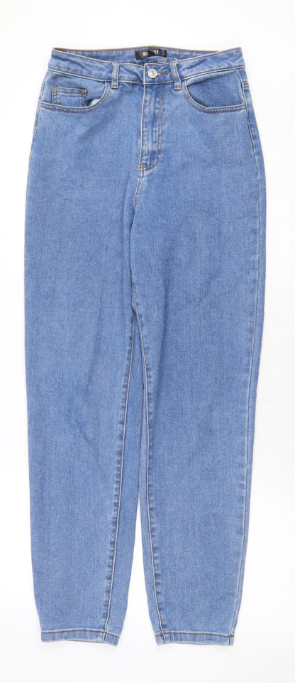 Missguided Womens Blue Cotton Straight Jeans Size 8 Regular Zip