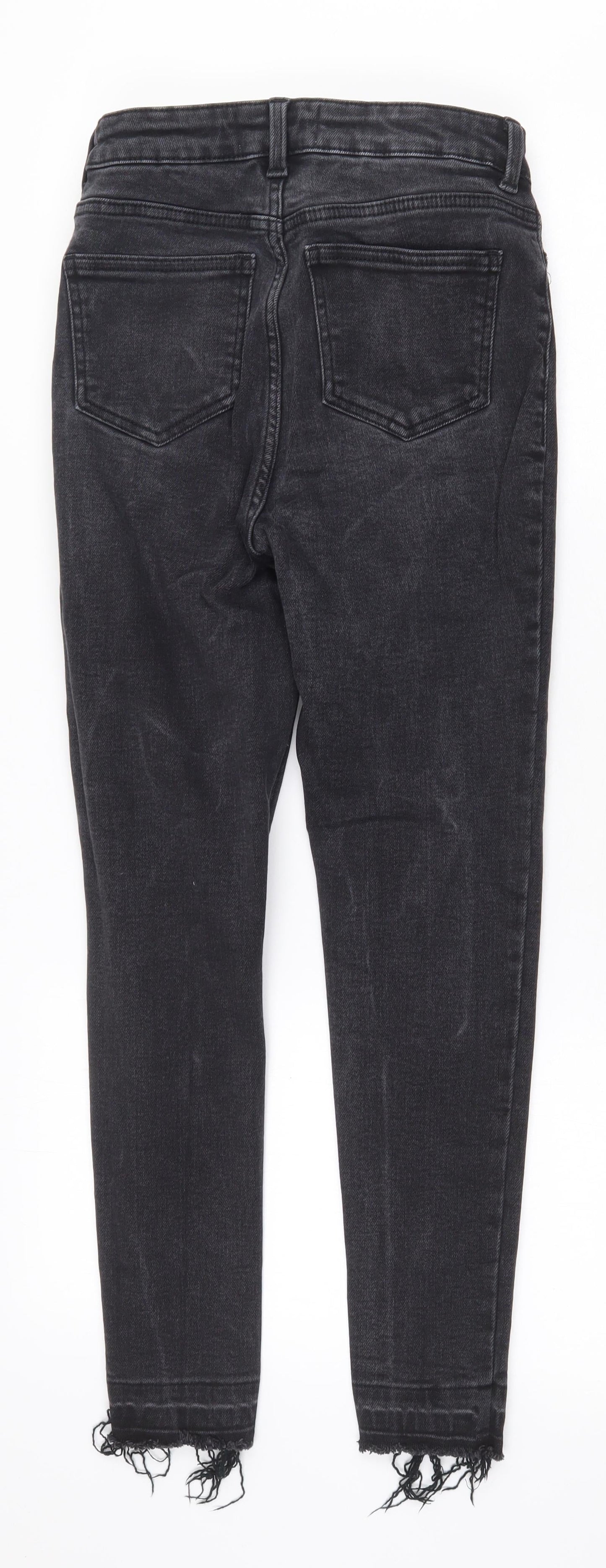 New Look Womens Grey Cotton Straight Jeans Size 8 Regular Zip