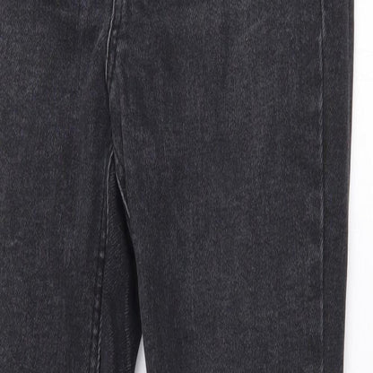 New Look Womens Grey Cotton Straight Jeans Size 8 Regular Zip
