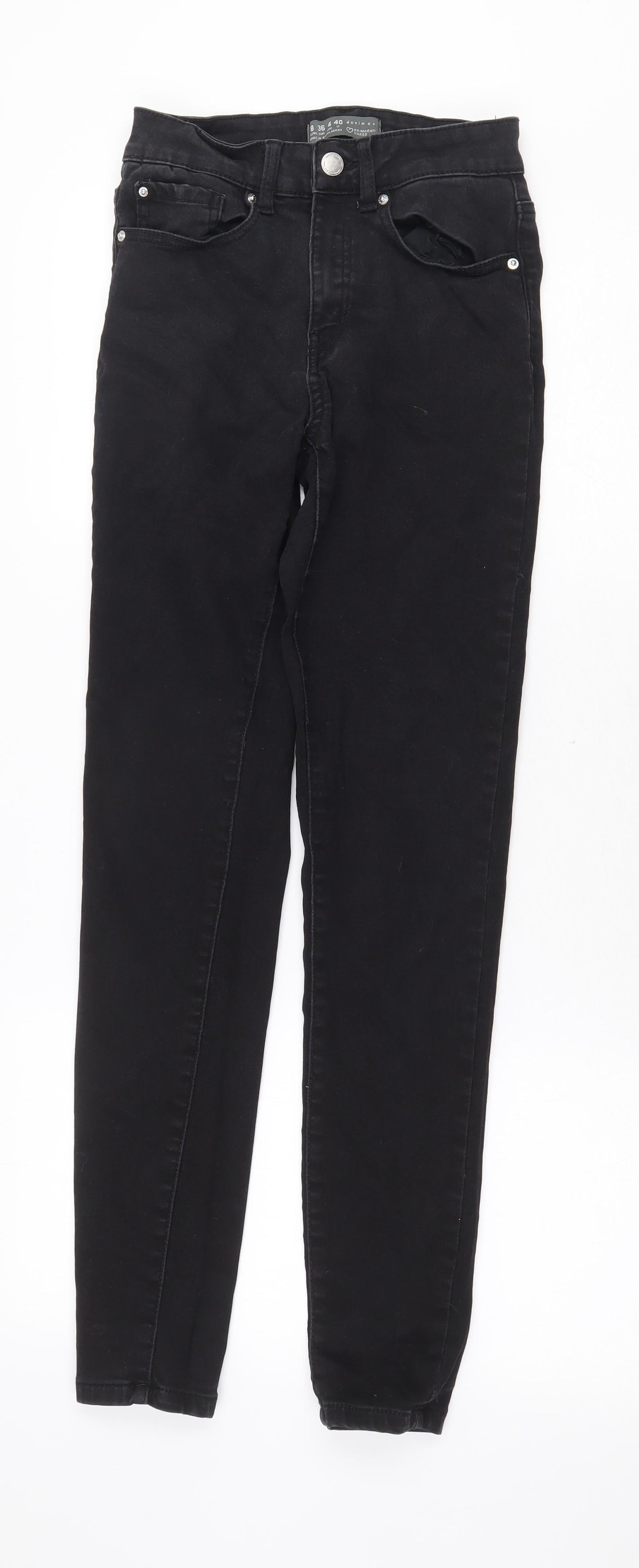 Denim & Co. Womens Black Cotton Straight Jeans Size 8 Regular Zip