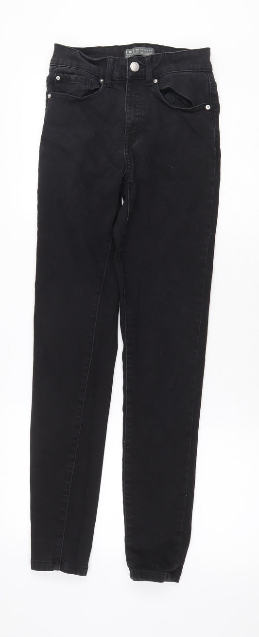 Denim & Co. Womens Black Cotton Straight Jeans Size 8 Regular Zip