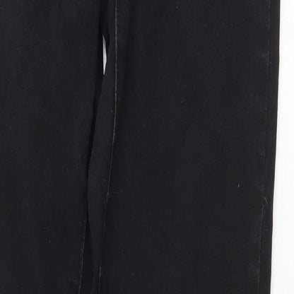 Denim & Co. Womens Black Cotton Straight Jeans Size 8 Regular Zip