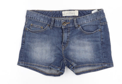 H&M Womens Blue Cotton Hot Pants Shorts Size 30 in Regular Zip