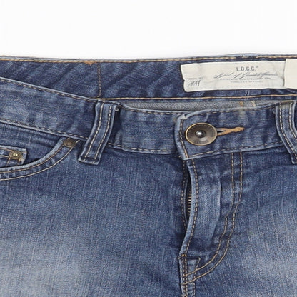 H&M Womens Blue Cotton Hot Pants Shorts Size 30 in Regular Zip