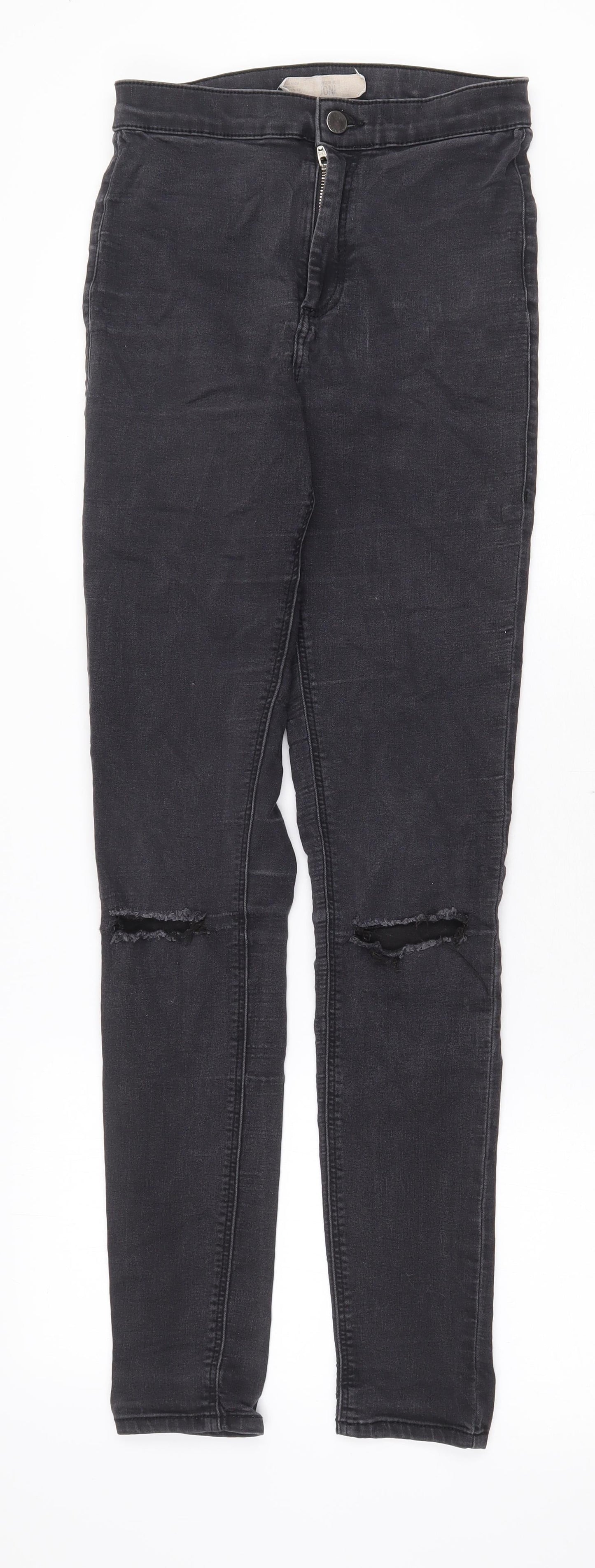Topshop Womens Grey Cotton Straight Jeans Size 28 in Regular Zip