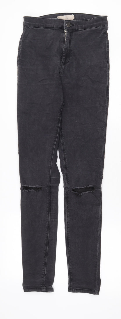 Topshop Womens Grey Cotton Straight Jeans Size 28 in Regular Zip