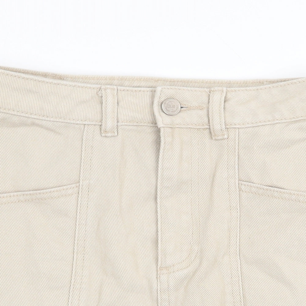 Pull Womens Beige Cotton Cargo Skirt Size S Zip