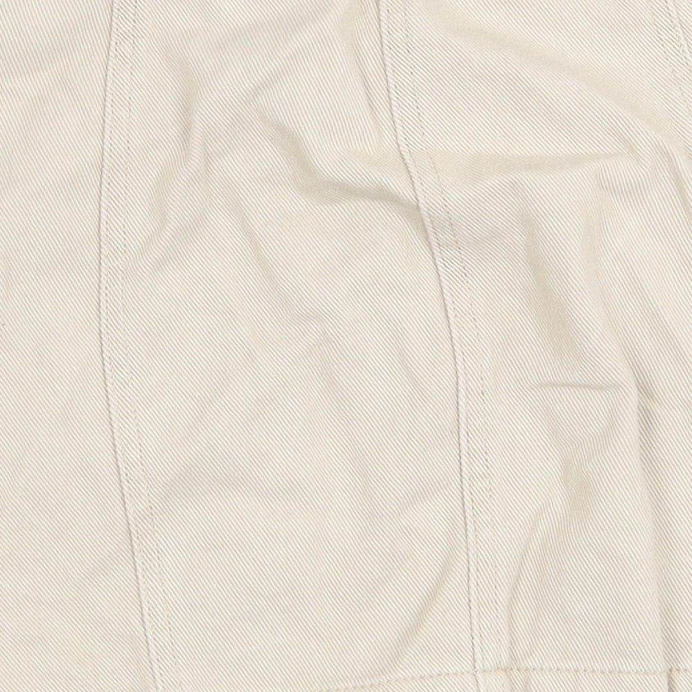 Pull Womens Beige Cotton Cargo Skirt Size S Zip