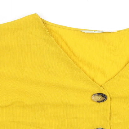 George Womens Yellow Polyester Basic Button-Up Size 12 V-Neck