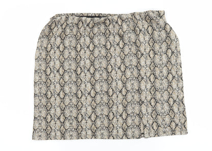 Primark Womens Brown Geometric Polyester A-Line Skirt Size 14