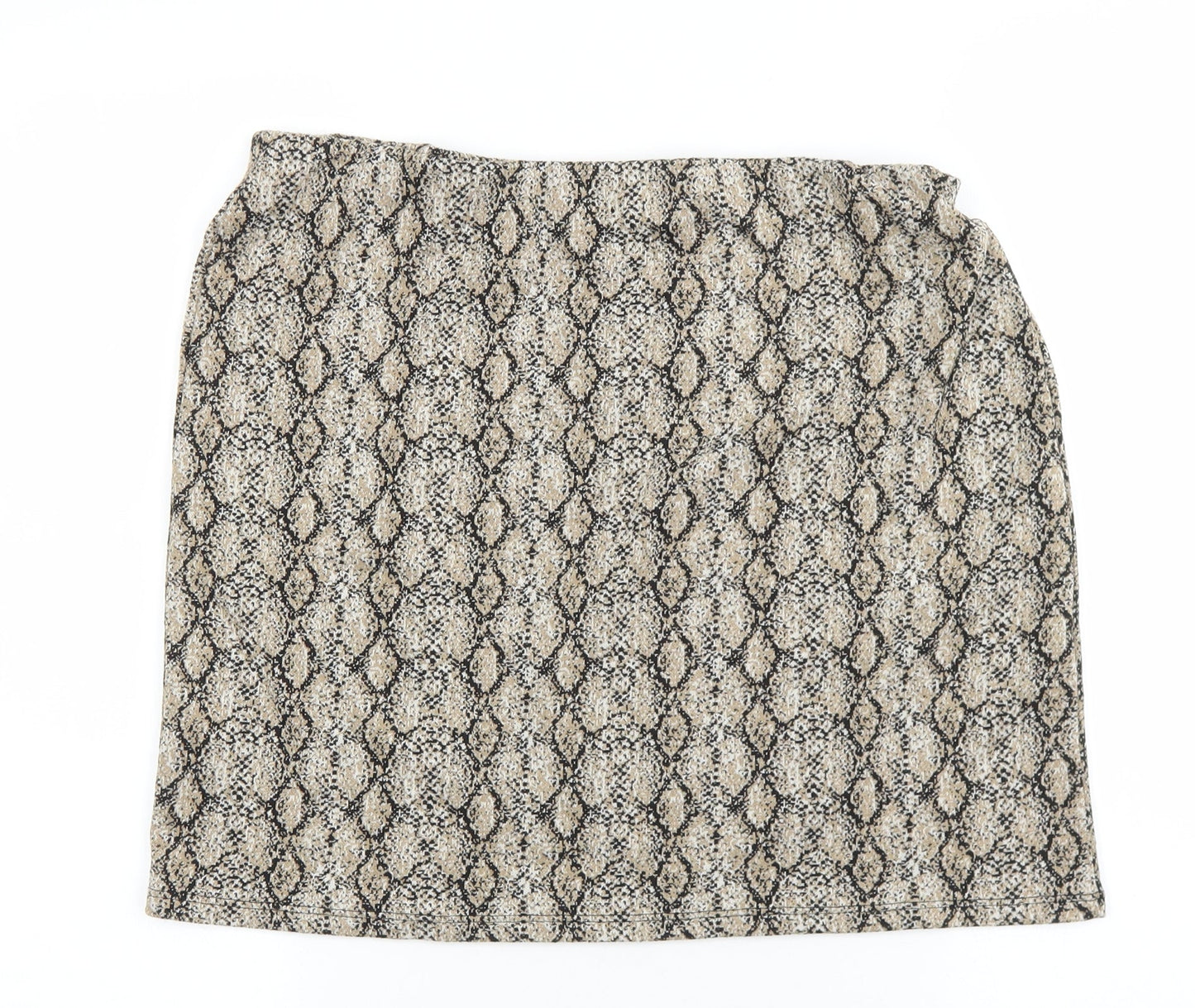 Primark Womens Brown Geometric Polyester A-Line Skirt Size 14